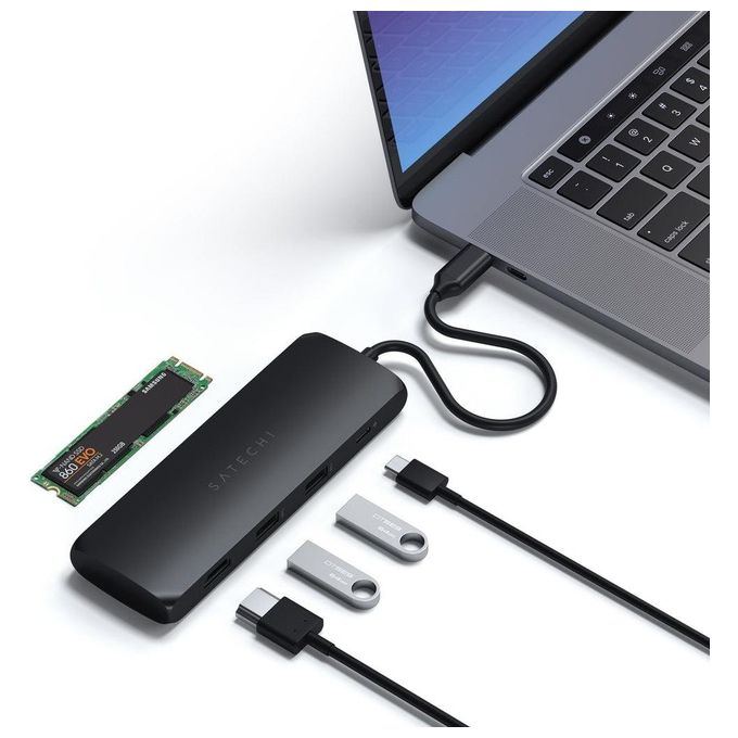 Satechi Hub Usb-C Hybrid Multiport Adapter con Ssd Nero