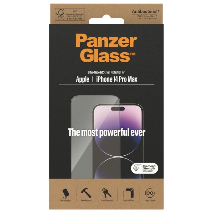 PanzerGlass Ultra-Wide Fit Pellicola Proteggischermo Trasparente per iPhone 14 Pro Max UWF AB
