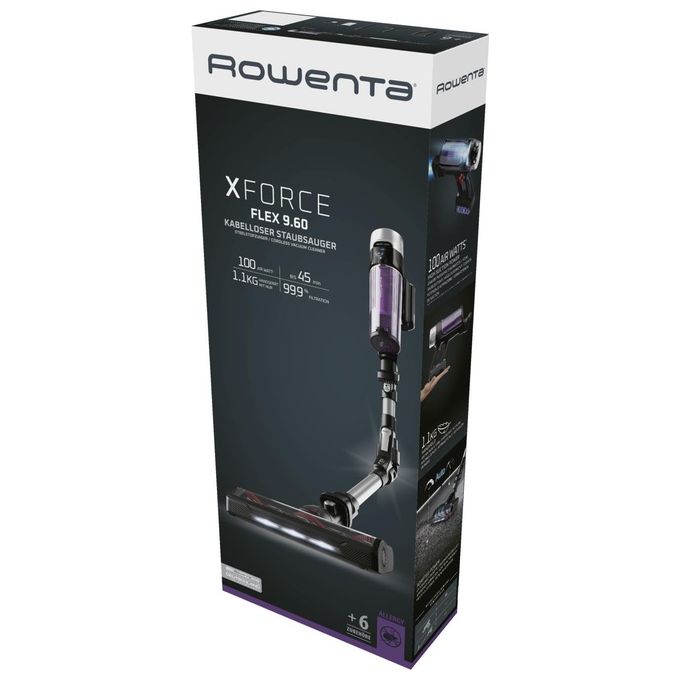 Rowenta X-Force Flex 9.60 RH2037WO Scopa Elettrica Senza Filo Nero-Porpora Senza Sacchetto