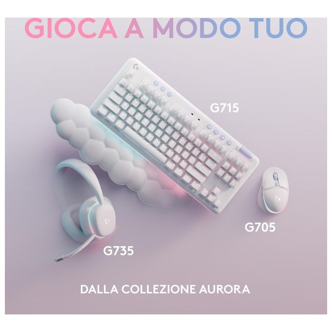Logitech G G735 Cuffie Gaming Wireless Illuminazione RGB LIGHTSYNC Personalizzabile LIGHTSPEED Bluetooth Microfono Staccabile Bianco