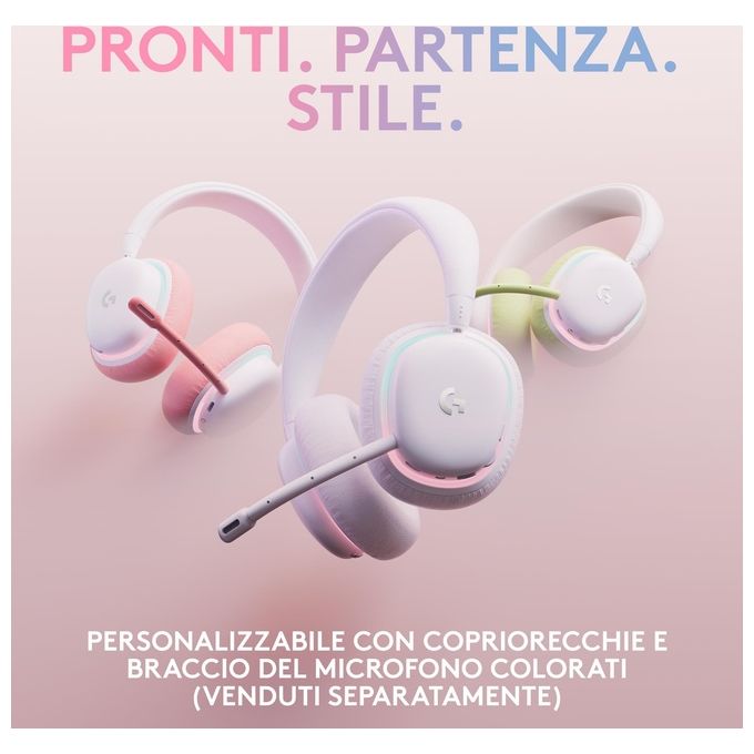 Logitech G G735 Cuffie Gaming Wireless Illuminazione RGB LIGHTSYNC Personalizzabile LIGHTSPEED Bluetooth Microfono Staccabile Bianco