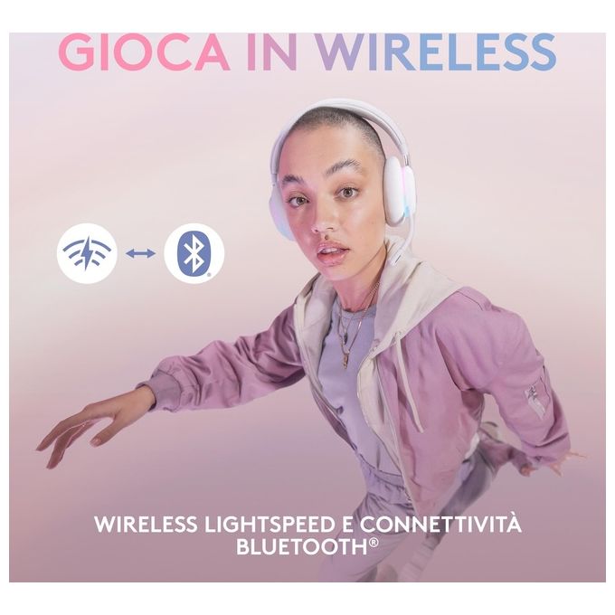 Logitech G G735 Cuffie Gaming Wireless Illuminazione RGB LIGHTSYNC Personalizzabile LIGHTSPEED Bluetooth Microfono Staccabile Bianco