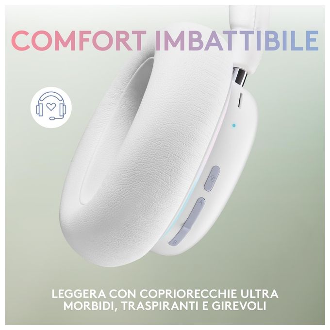Logitech G G735 Cuffie Gaming Wireless Illuminazione RGB LIGHTSYNC Personalizzabile LIGHTSPEED Bluetooth Microfono Staccabile Bianco