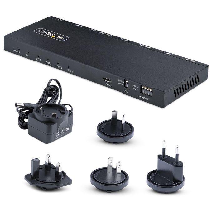 StarTech.com Splitter Hdmi 4k con 4 Porte con Porta Audio 3.5mm-Ottica