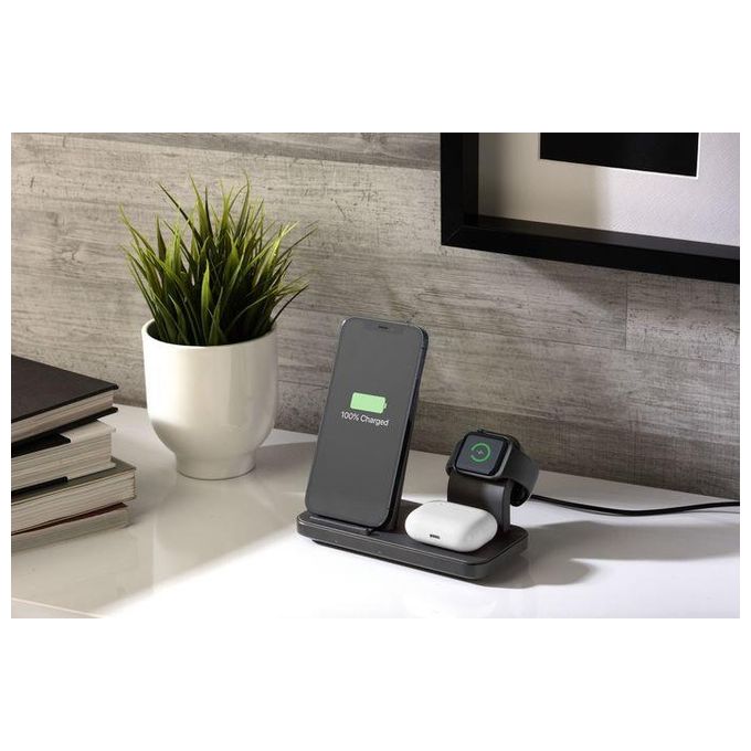 [ComeNuovo] Cellular Line Trio Wireless Charger Supporto di Ricarica Wireless 3in1 per Dispositivi Apple Nero