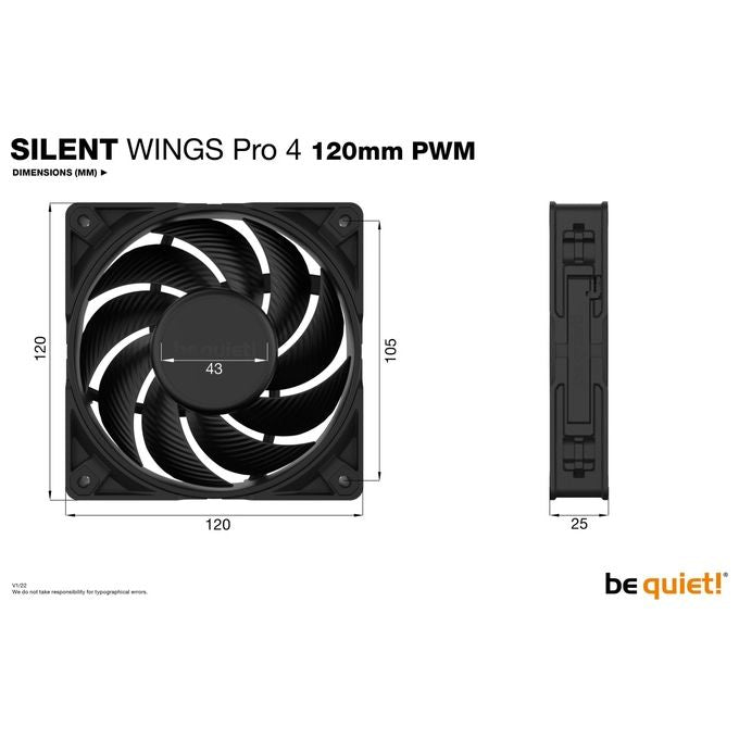 Be Quiet! Silent Wings Pro 4 120mm Pwm Case per Computer Ventilatore 12cm Nero