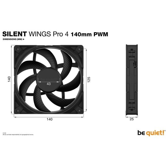 Be Quiet! Silent Wings Pro 4 140mm Pwm Case per Computer Ventilatore 14cm Nero