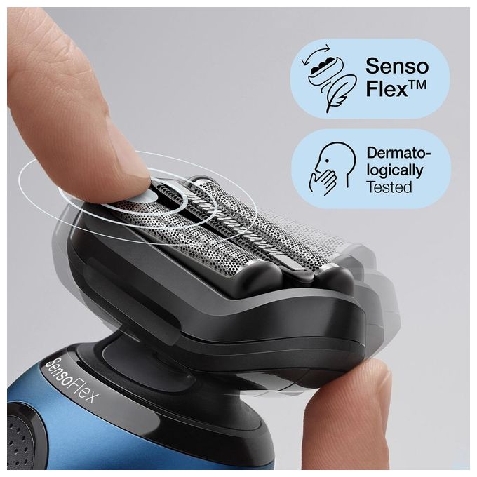 Braun 61-B1200S Series 6 Rasoio elettrico SensoFlex bagnato e secco 3 testine autonomia 50 min colore Nero Blu
