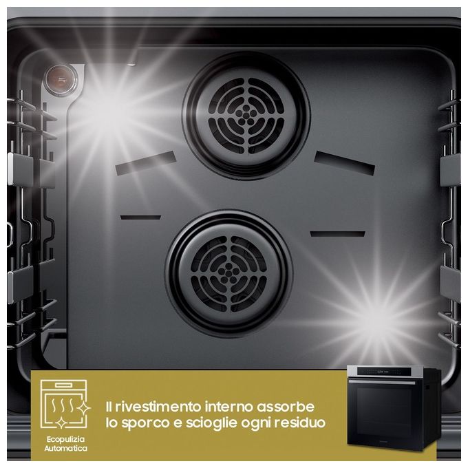 Samsung NV7B4040VBS Forno Elettrico Multifunzione da incasso a Vapore Capacita' 76 Litri Classe Energetica A 20 Programmi Wi-Fi Vocale Assistente 59,5 cm Nero-Acciaio Inossidabile