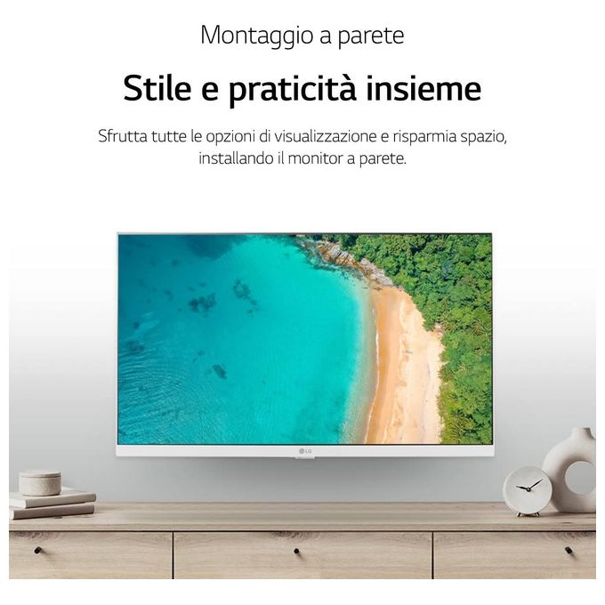 [ComeNuovo] LG 27TQ615S Monitor TV 27'' Smart WebOS 22 Full Hd Wi-Fi Bianco