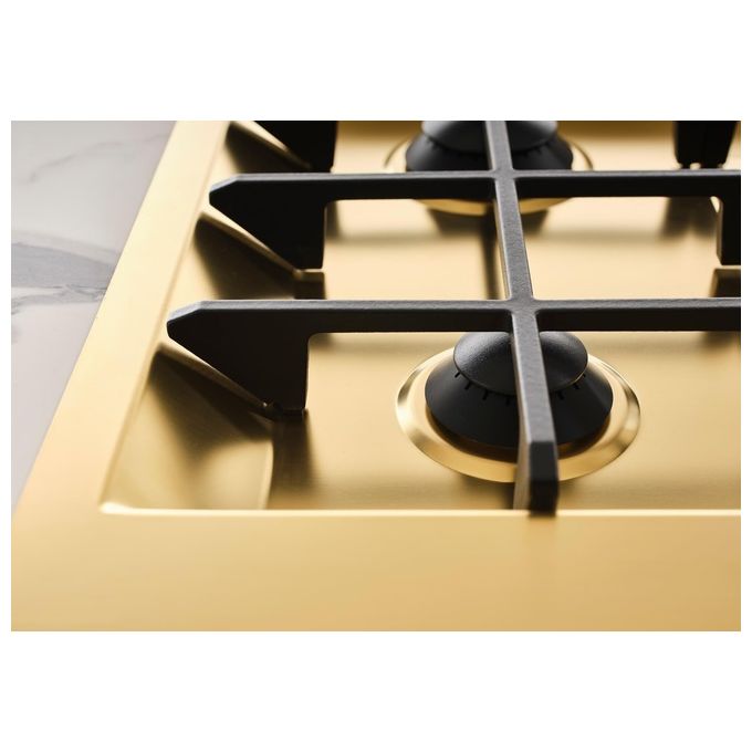 Foster 7601 932 Linea Ke Gold Piano Cottura a Gas 5 Zone 1 Tripla Corona Griglie in Ghisa Invaso inclinato Bruciatori III serie 80 cm Oro