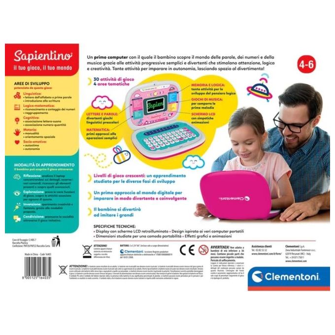 Clementoni Gioco Educativo Sapientino Primo Computer Pink