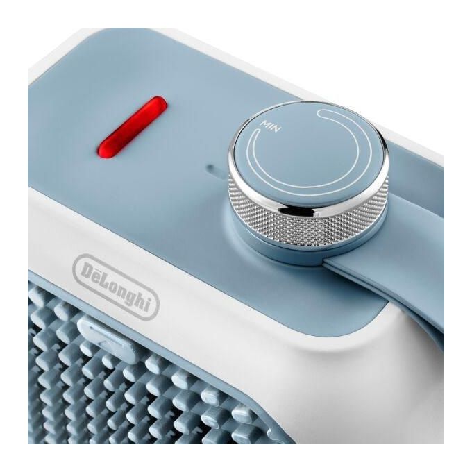 De’Longhi - HFX10B03.LB - Capsule Desk termoventilatore da tavolo, potenza 360 W, 2 livelli di calore, termostato meccanico, funzione ventilazione, Grigio-Blu