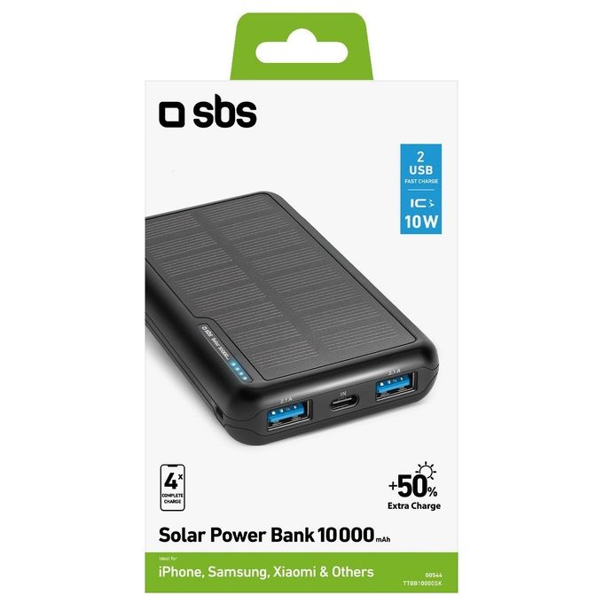 Sbs Power Bank con Pannello Solare da 10.000mAh Fast Charge