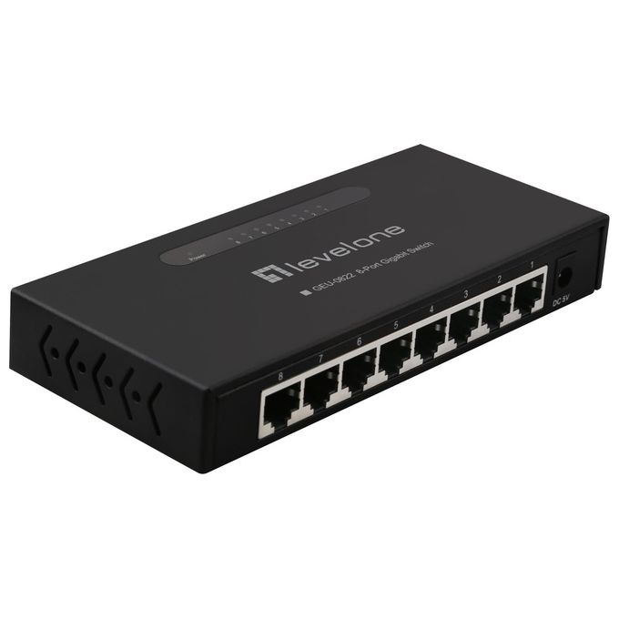 LevelOne GEU-0822 Switch di Rete Non Gestito Gigabit Ethernet 10-100-1000 Nero