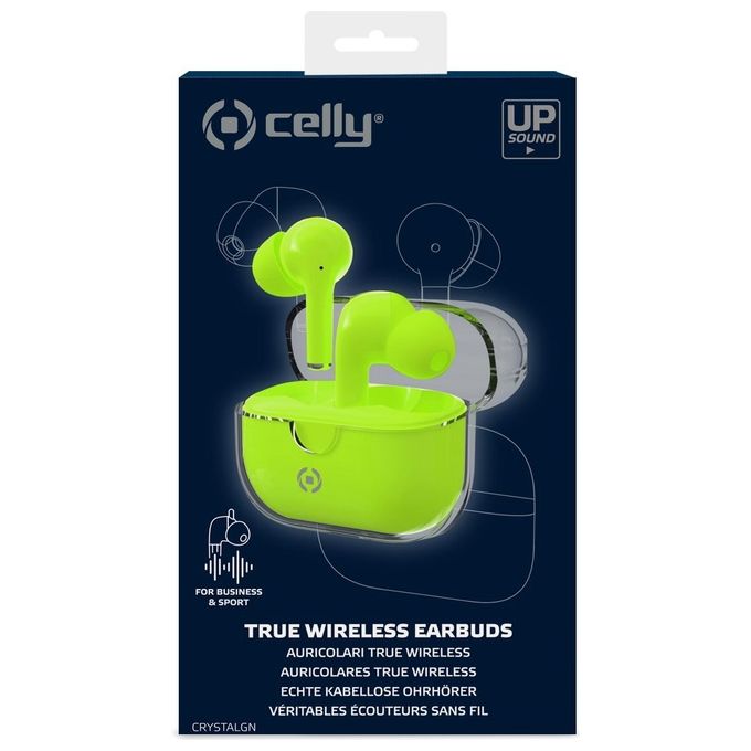 Celly Auricolari True Wireless In-Ear Trasparente-Verde