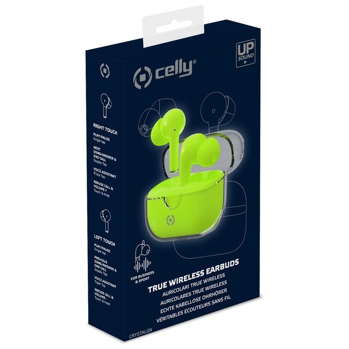 Celly Auricolari True Wireless In-Ear Trasparente-Verde