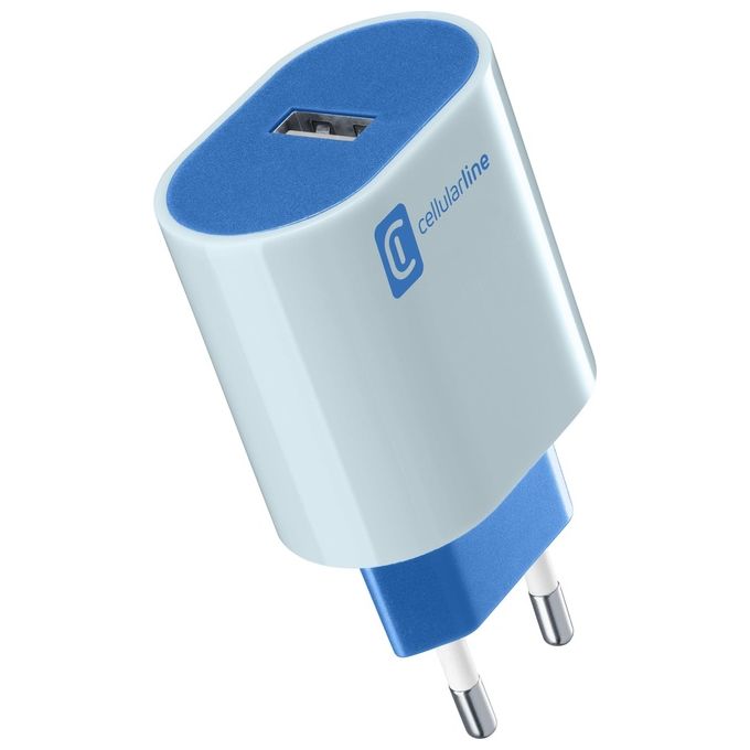 Cellular Line USB Charger #Stylecolor Universal Caricabatterie da Rete 12W Colorato Blu