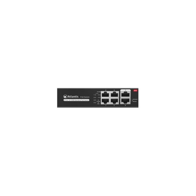 Atlantis Land NetPower F6PoE4 Non Gestito Fast Ethernet 10-100 Supporto Power over Ethernet Nero