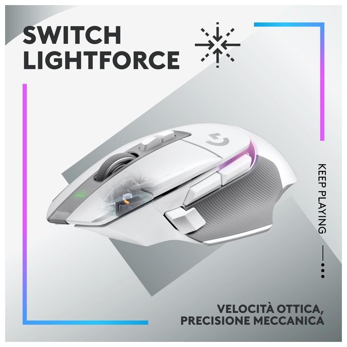 Logitech G502 X Plus Mouse Gaming Wireless Lightspeed Rgb  Logitech Blue Yeti Kit Game Streaming con Microfono Gaming Usb Yeti Bianco