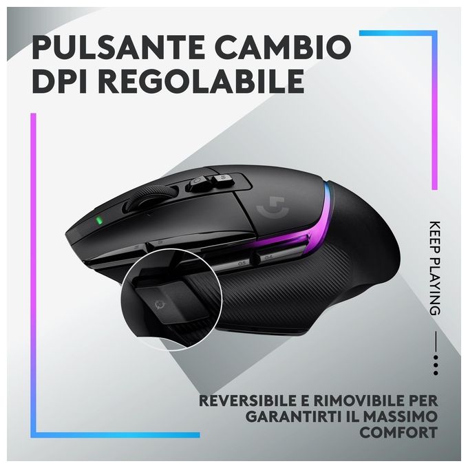 Logitech G G502 X PLUS Mouse Gaming Wireless LIGHTSPEED RGB - Mouse Ottico con Switch Ibridi LIGHTFORCE, LIGHTSYNC RGB, Sensore per Gaming HERO 25K, Compatibile con PC - macOS-Windows - Nero