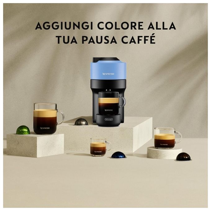 DeLonghi ENV 90.A Vertuo Pop Blu Macchina da Caffe' Sistema Capsule Nespresso Vertuo Serbatoio Acqua 0.56 Litri