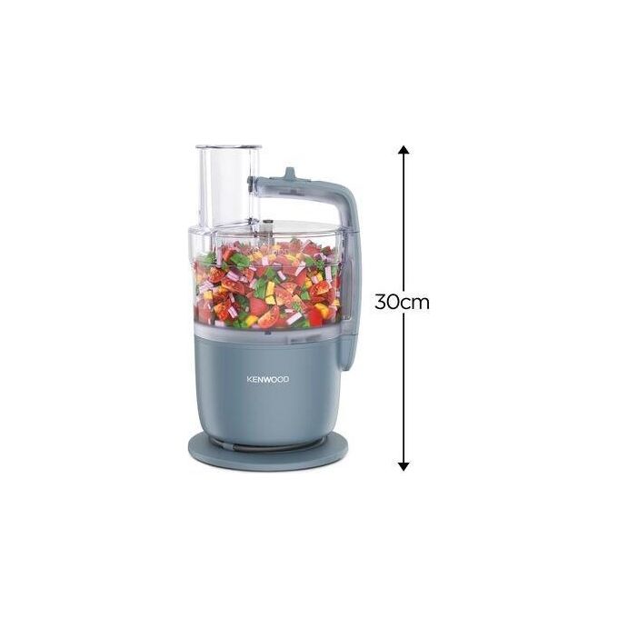 Kenwood MultiPro Go FDP22.130GY - Robot da cucina multifunzione, capacita' ciotola 1,3 L, potenza 650 W, velocita' 2 + Pulse, accessori inclusi (lama inox, disco 4 mm), funzioni tritare-sminuzzare-grattugiare-affettare, Blu-grigio