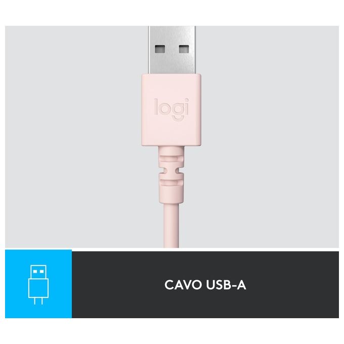 Logitech H390 Auricolare Cablato a Padiglione Ufficio USB Tipo A Rosa