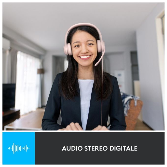 Logitech H390 Auricolare Cablato a Padiglione Ufficio USB Tipo A Rosa