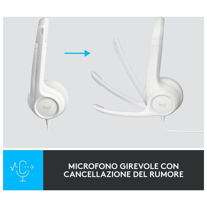Logitech H390 Auricolare Cablato a Padiglione Ufficio USB Tipo A Bianco