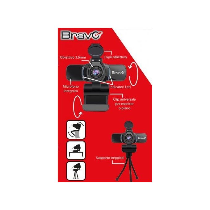 Bravo 92902925 Web Cam per Pc Easy Web Full Hd