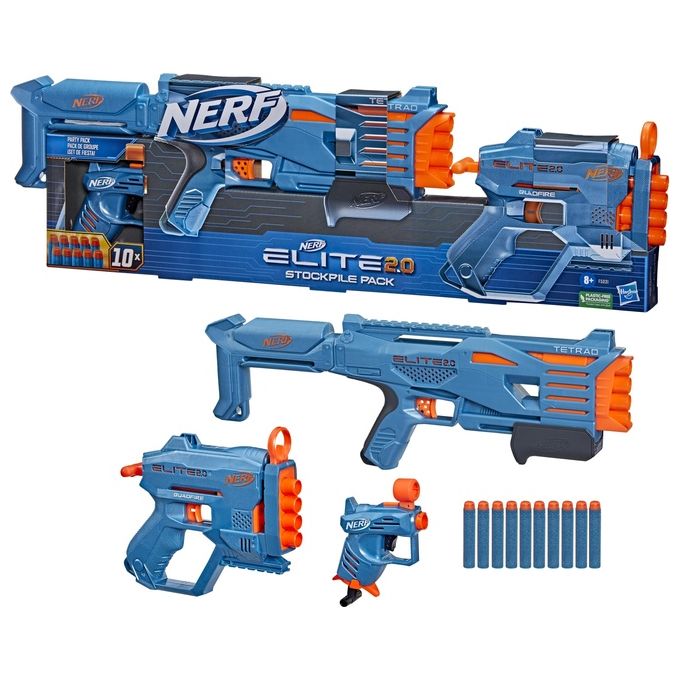 Hasbro Fucile Giocattolo Nerf Blaster Elite 2.0 Stockpile Pack