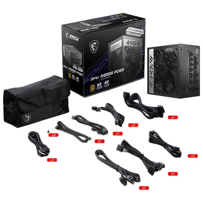MSI MPG A1000G PCIE5 Alimentatore per Computer 1000W 204 Pin ATX ATX Nero