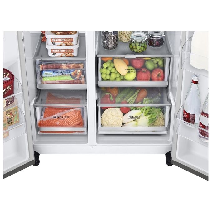 LG GSXV80PZLE Frigorifero Side-by-Side Instaview Door-in-Door Capacita' 635 Litri Classe Energetica E Total No Frost Wi-Fi  Inox Dispenser con allaccio
