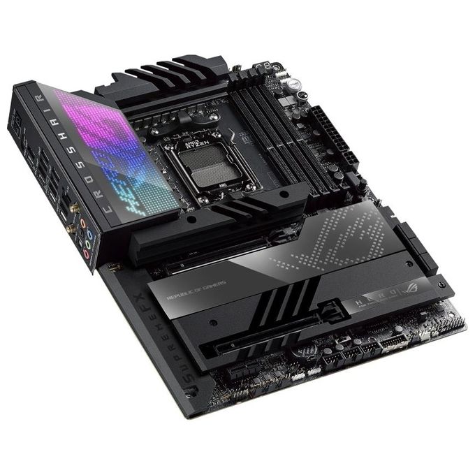 ASUS ROG CROSSHAIR X670E HERO, Scheda Madre Gaming ATX, AMD X670, AMD AM5, DDR5, PCI 5.0, Intel 2.5Gb Ethernet, WiFi 6E (802.11ax), ROG SupremeFX 7.1 Surround, 5xM.2, 6xSATA 6GB-s, Aura Sync RGB, Nero