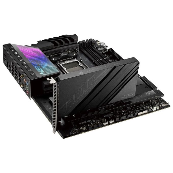 ASUS ROG CROSSHAIR X670E HERO, Scheda Madre Gaming ATX, AMD X670, AMD AM5, DDR5, PCI 5.0, Intel 2.5Gb Ethernet, WiFi 6E (802.11ax), ROG SupremeFX 7.1 Surround, 5xM.2, 6xSATA 6GB-s, Aura Sync RGB, Nero
