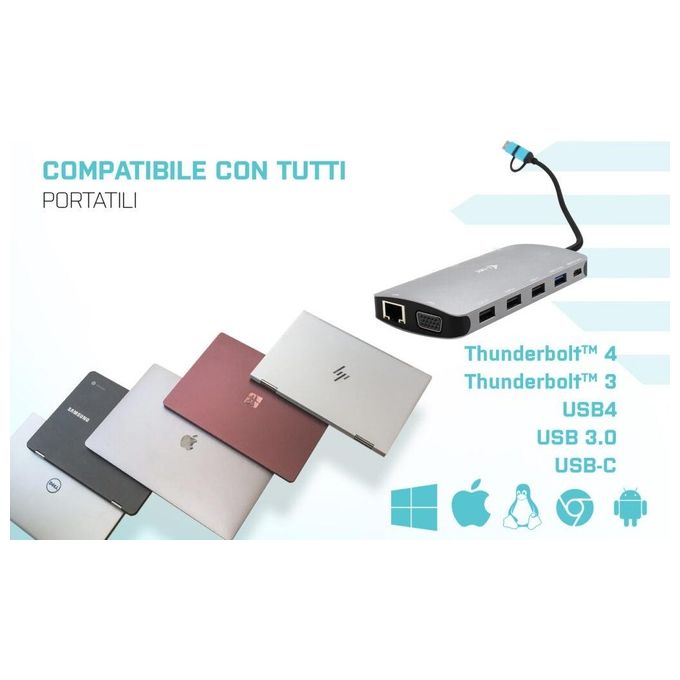 I-Tec USB 3.0 USB-C-Thunderbolt 3x Display Metal Nano Dock with LAN  Power Delivery 100W
