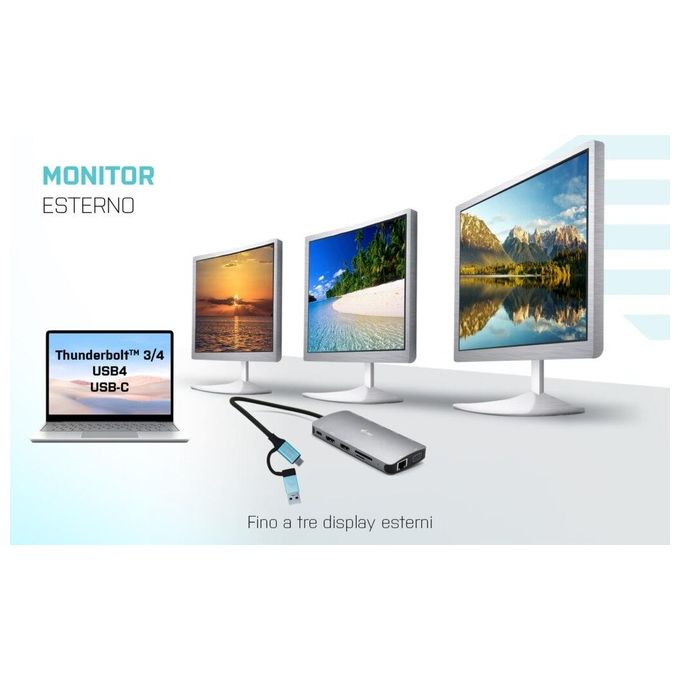 I-Tec USB 3.0 USB-C-Thunderbolt 3x Display Metal Nano Dock with LAN  Power Delivery 100W