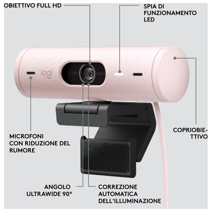 Logitech Brio 500 Webcam 4Mp 1920x1080 Pixel Usb-c Bianco
