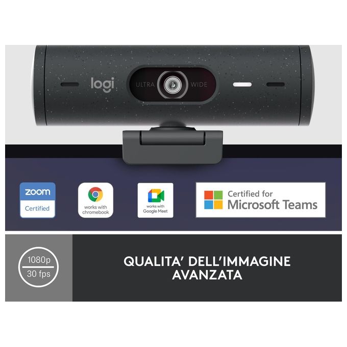 Logitech Brio 500 Webcam 4Mp 1920x1080 Pixel Usb-c Grafite