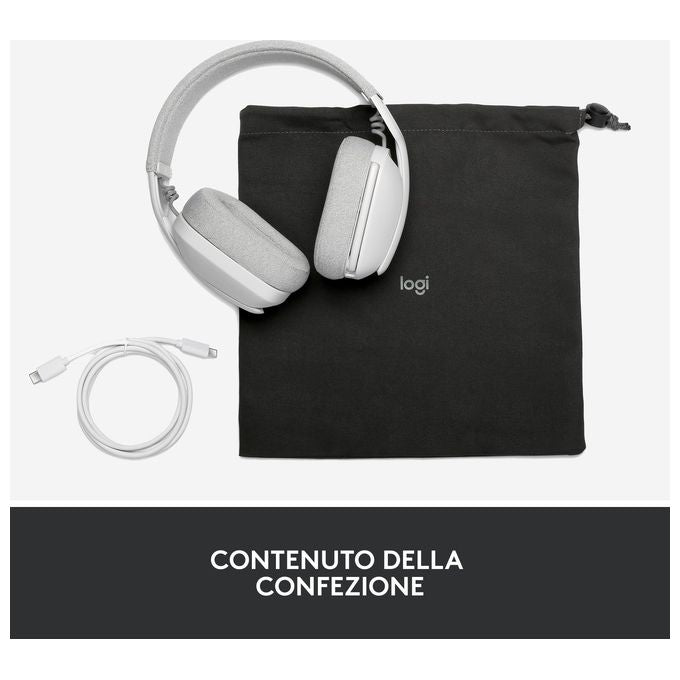 Logitech Zone Vibe 100 Auricolare Wireless a Padiglione Musica e Chiamate Bluetooth Bianco