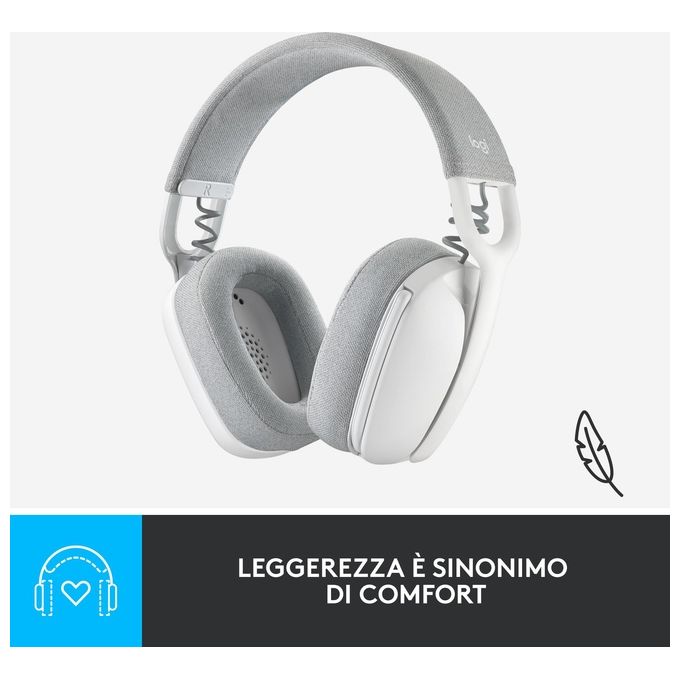 Logitech Zone Vibe 100 Auricolare Wireless a Padiglione Musica e Chiamate Bluetooth Bianco