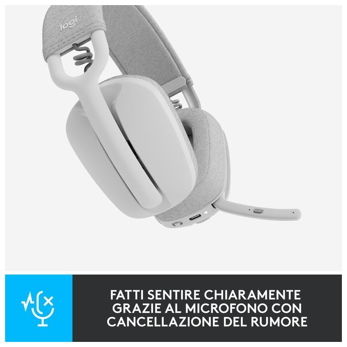Logitech Zone Vibe 100 Auricolare Wireless a Padiglione Musica e Chiamate Bluetooth Bianco