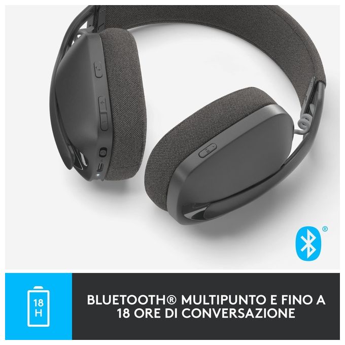 Logitech Zone Vibe 100 Cuffie Wireless a Padiglione Bluetooth Grafite