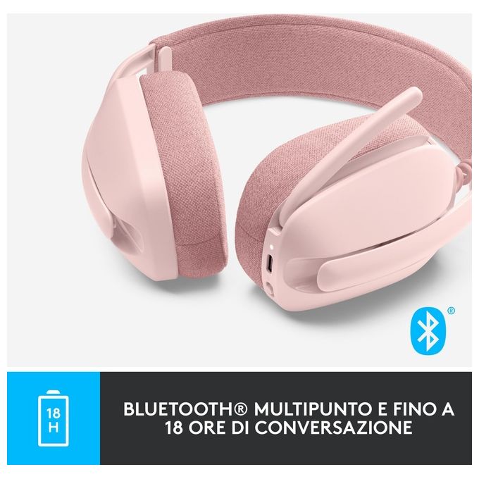 Logitech Zone Vibe 100 Auricolare Wireless a Padiglione Musica e Chiamate Bluetooth Rosa