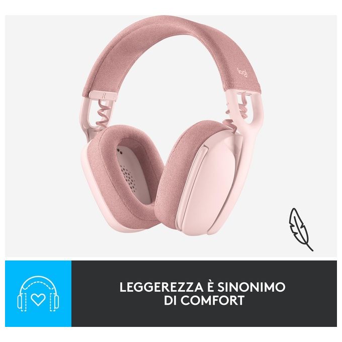 Logitech Zone Vibe 100 Auricolare Wireless a Padiglione Musica e Chiamate Bluetooth Rosa