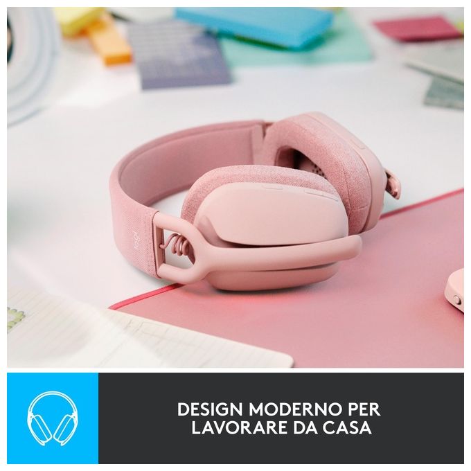 Logitech Zone Vibe 100 Auricolare Wireless a Padiglione Musica e Chiamate Bluetooth Rosa