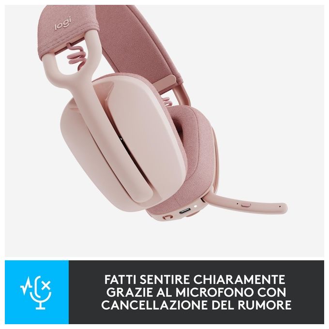 Logitech Zone Vibe 100 Auricolare Wireless a Padiglione Musica e Chiamate Bluetooth Rosa