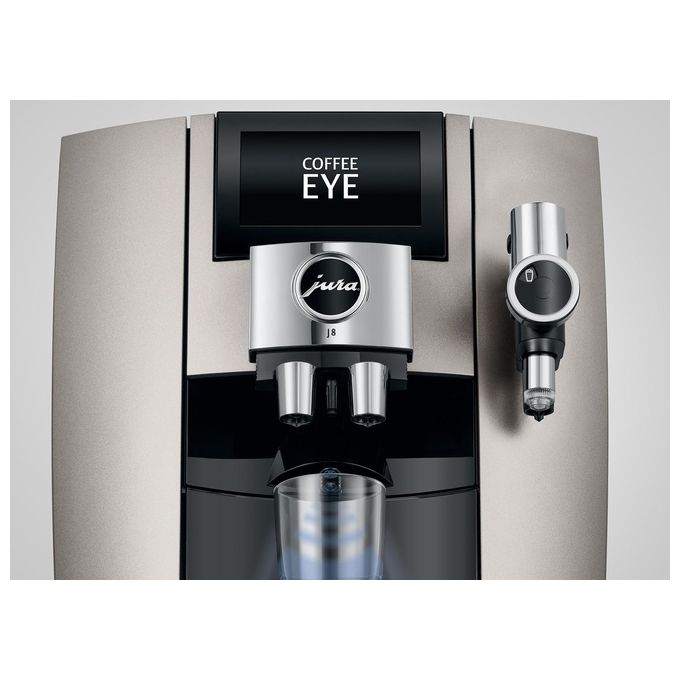 JURA J8 Midnight Silver - Macchina da caffe' automatica, 1,9 L, 15 bar, 1450 W, 31 specialita', macinacaffe' P.A.G.2+, Sweet Foam, display touch da 4,3'', Argento