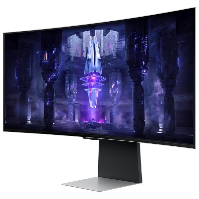 Samsung Monitor Gaming Odyssey OLED G8 (S34BG850), Curvo (1800R), 34'', 3440x1440 (WQHD), 21:9, HDR10+, OLED, 175 Hz, 0,1 ms, Freesync Premium, Micro HDMI, USB-C, Mini-DP, WiFi, Bluetooth, Casse, HAS